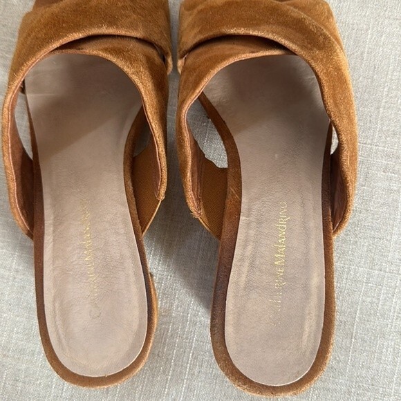 Catherine Malandrino Roxie Suede crisscross Block-Heel Mule Sandals Size 9 - Picture 4 of 9